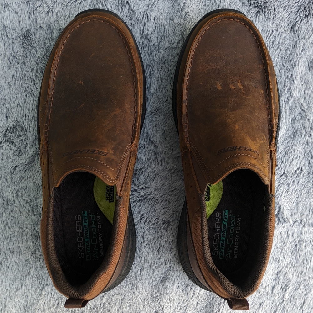 Skechers Extra Wide Fit Expended Seveno Slip-On Leather Loafers Men's Size 9 - Picture 5 of 9